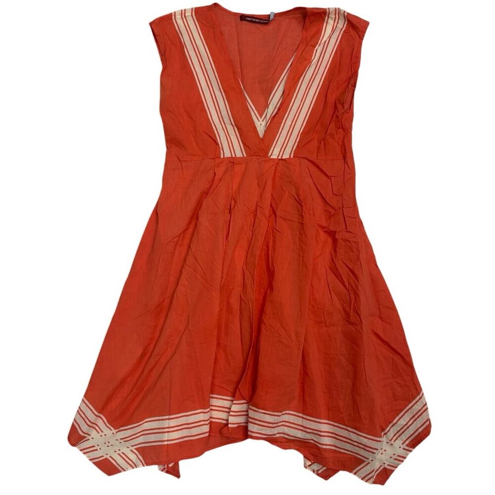 🧡 Comptoir des Cotonniers Orange Sleeveless Dress Cover Up Chevron Trim✨Size XS